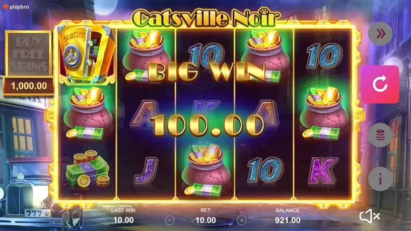 Catsville Noir slot screenshot 2