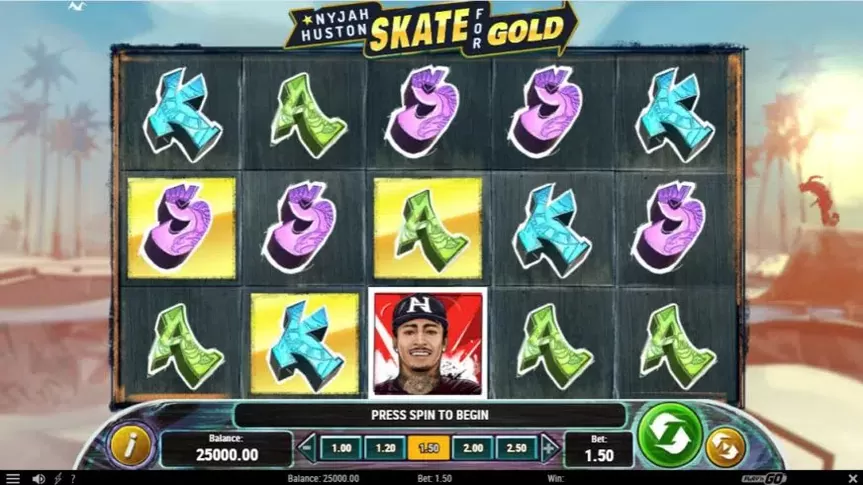 Nyjah Huston – Skate for Gold slot screenshot 1