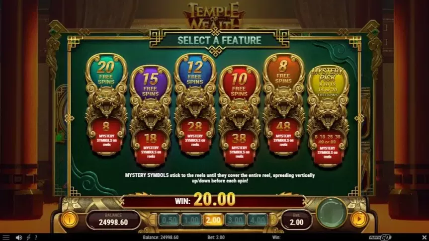 Temple of Wealth slot screenshot 3