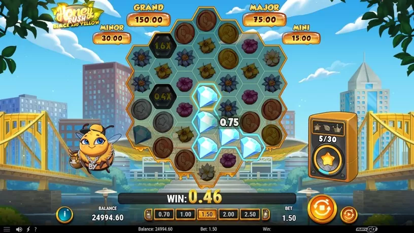 Honey Rush Black and Yellow slot screenshot 2