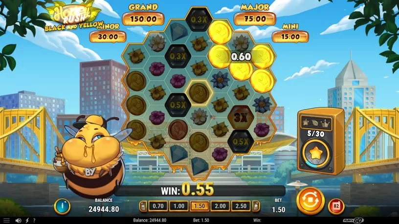 Honey Rush Black and Yellow slot screenshot 3