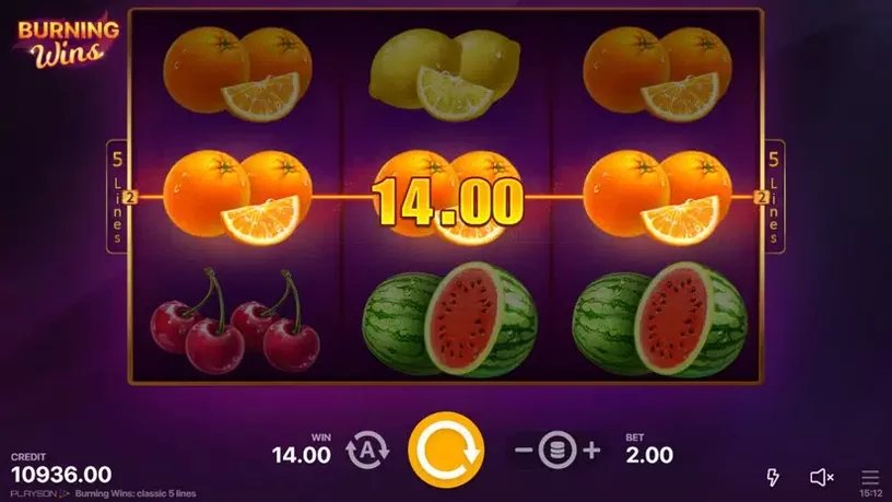 Burning Wins: classic 5 lines slot screenshot 3