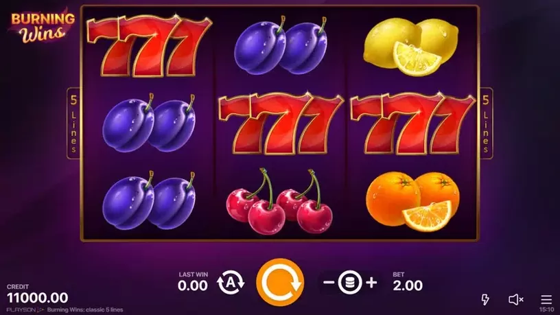 Burning Wins: classic 5 lines slot screenshot 1
