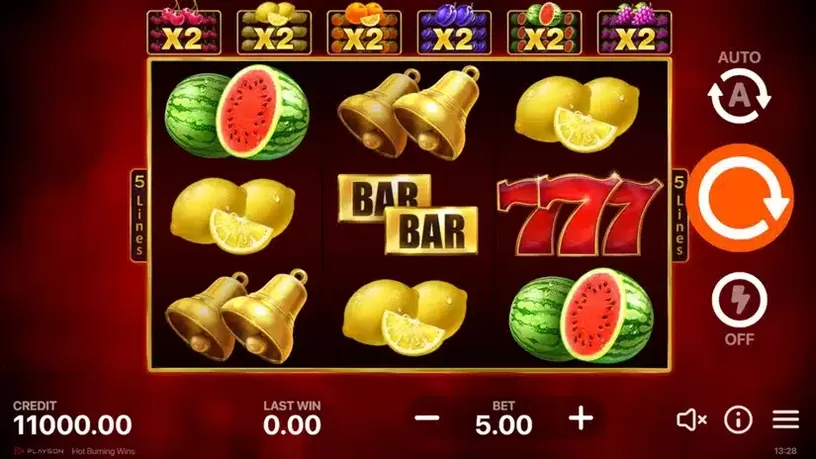 Hot Burning Wins slot screenshot 1