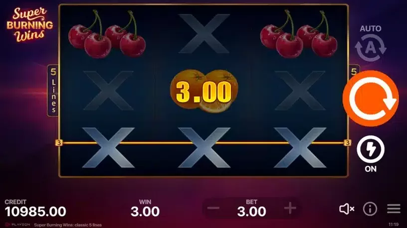 Super Burning Wins: classic 5 lines slot screenshot 2