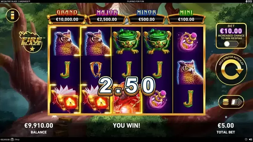 Mega Fire Blaze: 3 Wizards slot screenshot 2