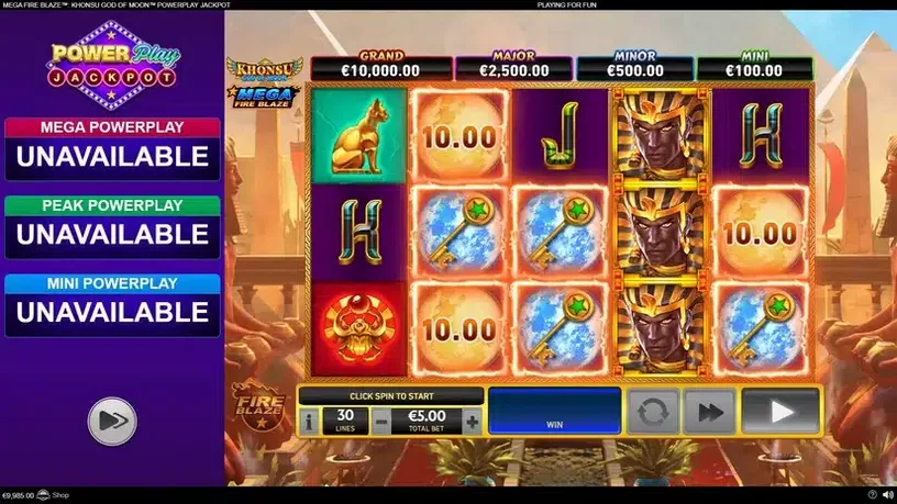 Mega Fire Blaze: Khonsu God of Moon Powerplay Jackpot slot screenshot 2