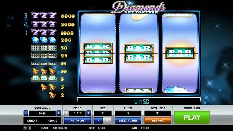 Diamonds are Forever 3 Lines slot screenshot 4