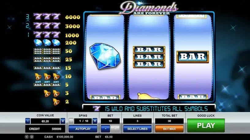Diamonds are Forever 3 Lines slot screenshot 1