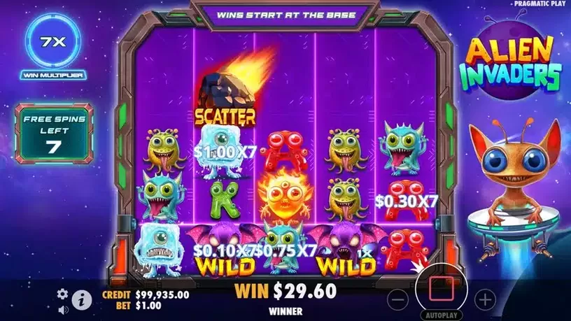 Alien Invaders slot screenshot 6