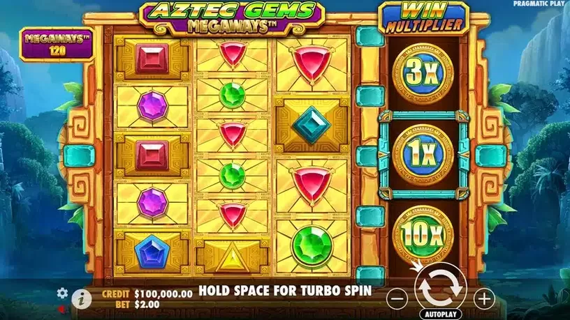 Aztec Gems Megaways slot screenshot 1