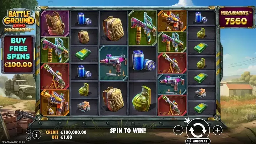 Battle Ground Zero Megaways slot screenshot 1