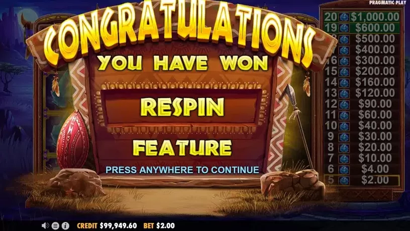 Gems of Serengeti slot screenshot 2