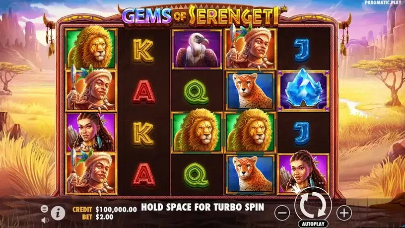 Gems of Serengeti slot screenshot 1