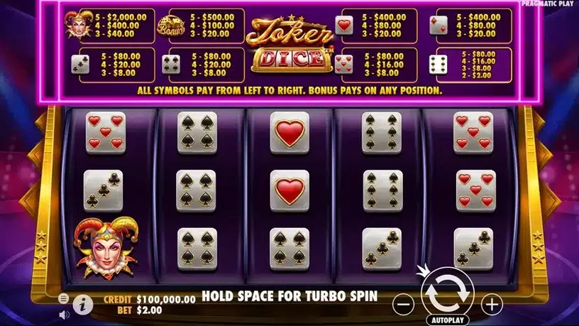 Joker’s Jewels Dice slot screenshot 1