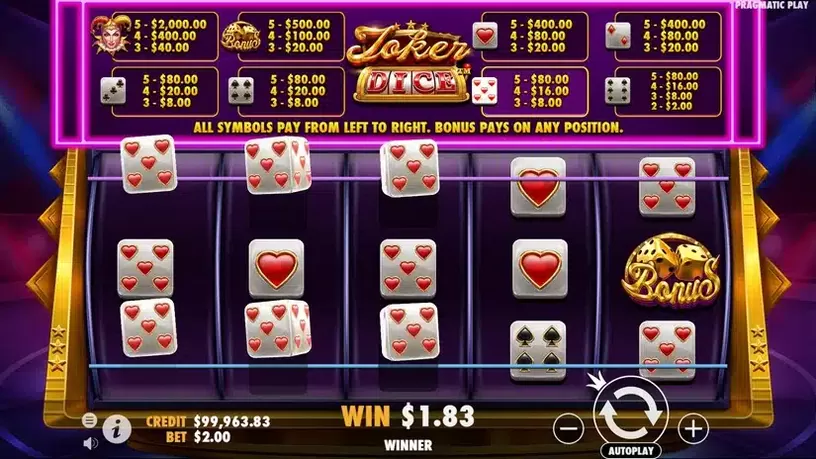 Joker’s Jewels Dice slot screenshot 2
