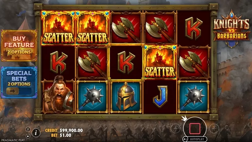 Knights vs Barbarians slot screenshot 2