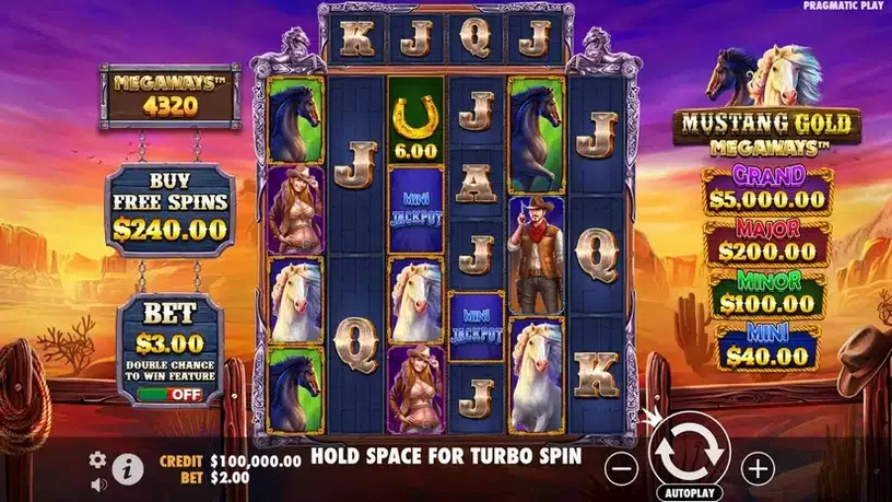 Mustang Gold Megaways slot screenshot 1