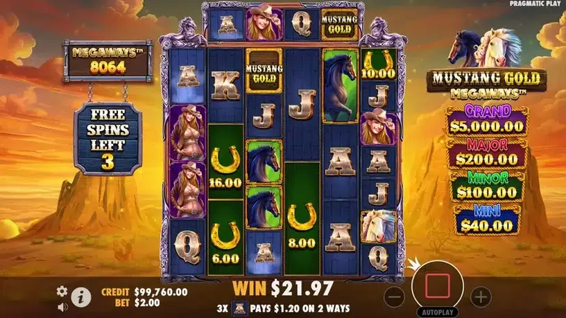 Mustang Gold Megaways slot screenshot 5