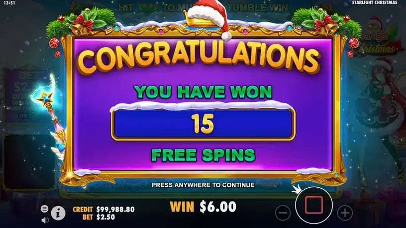 Starlight Christmas slot screenshot 5