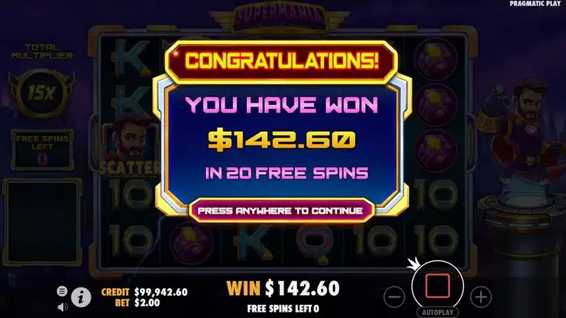 Supermania slot screenshot 6