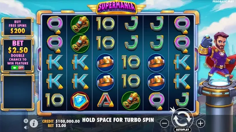 Supermania slot screenshot 1