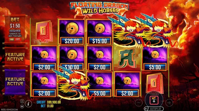 Floating Dragon Wild Horses slot screenshot 2