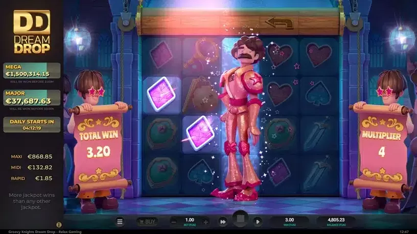 Groovy Knights Dream Drop slot screenshot 6