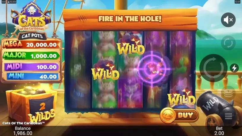 Cats of the Caribbean slot screenshot 1