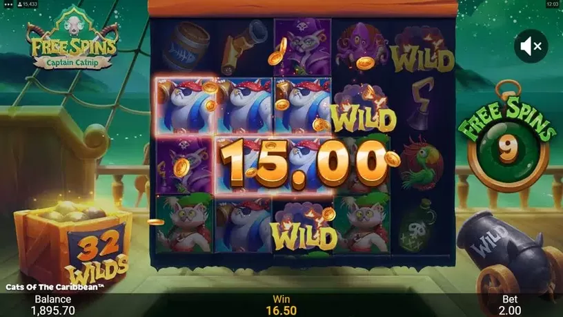 Cats of the Caribbean slot screenshot 5