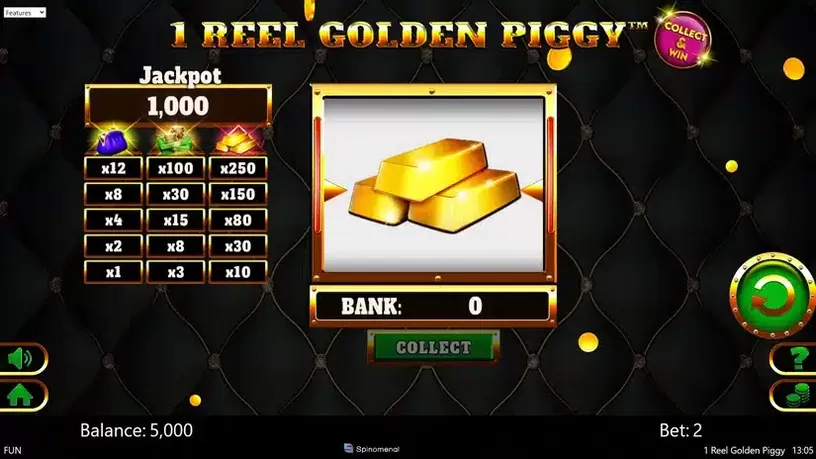 1 Reel Golden Piggy slot screenshot 1