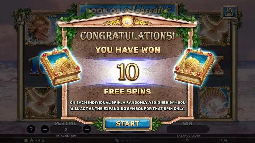 Book Of Aphrodite slot screenshot 3