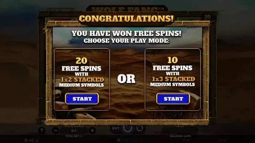 Wolf Fang – Golden Sands slot screenshot 2