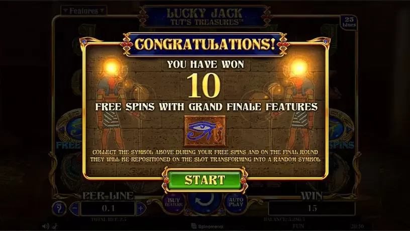 Lucky Jack Tuts Treasures slot screenshot 5