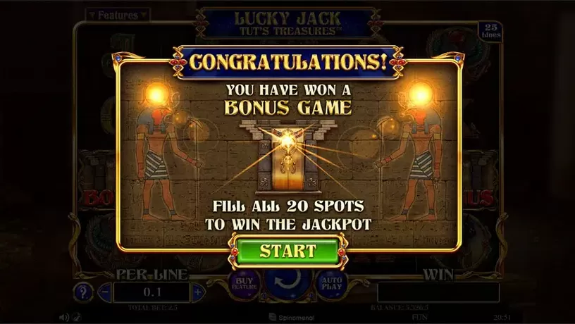 Lucky Jack Tuts Treasures slot screenshot 8