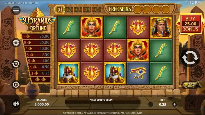 9 Pyramids of Fortune slot screenshot 1
