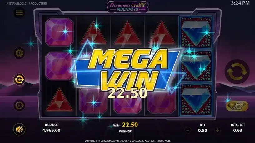 Diamond Staxx Multipays slot screenshot 4
