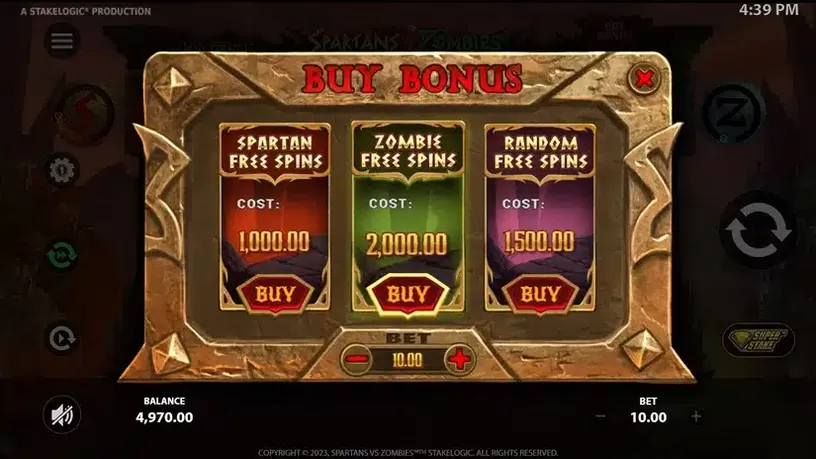 Spartans vs Zombies slot screenshot 2