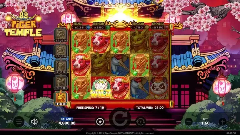 Tiger Temple 88 slot screenshot 5