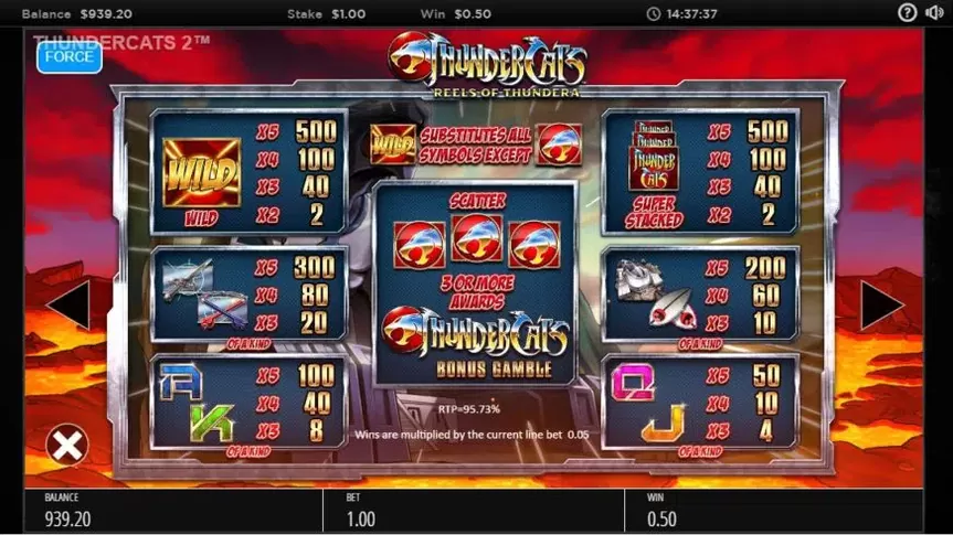 Thundercats Reels Of Thundera slot screenshot 2