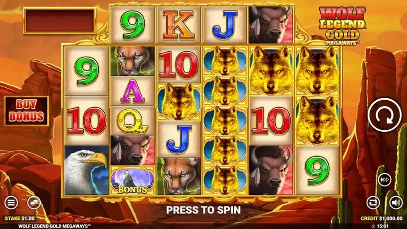 Wolf Legend Gold Megaways slot screenshot 1