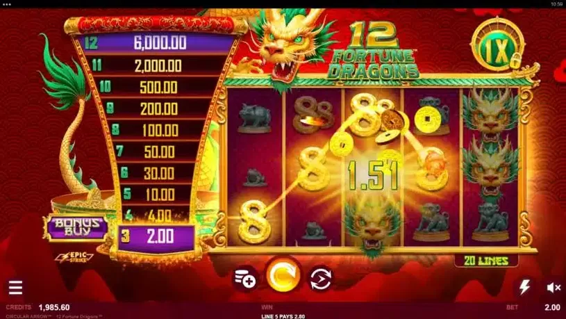12 Fortune Dragons slot screenshot 4