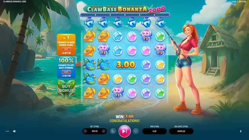 Clawbass Bonanza 2000 slot screenshot 2