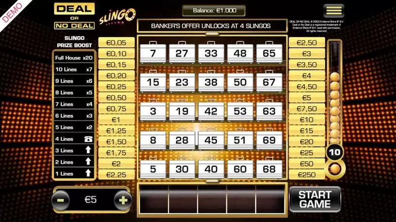 Deal Or No Deal Slingo slot screenshot 1