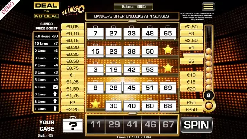 Deal Or No Deal Slingo slot screenshot 2