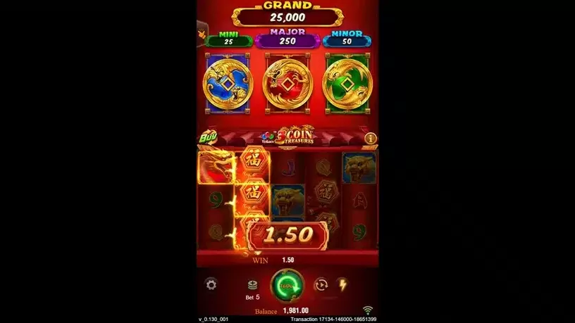 3 Coin Treasures slot screenshot 1