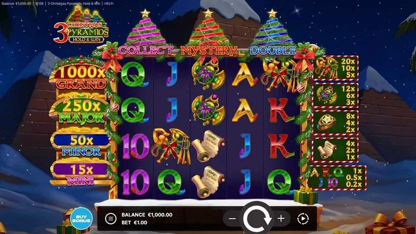 3 Christmas Pyramids: Hold and Win slot screenshot 1