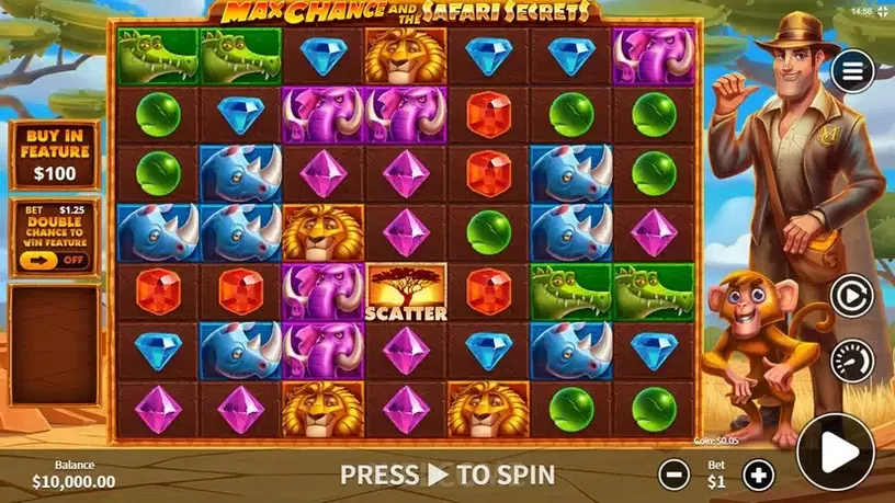 Max Chance and the Safari Secrets slot screenshot 1