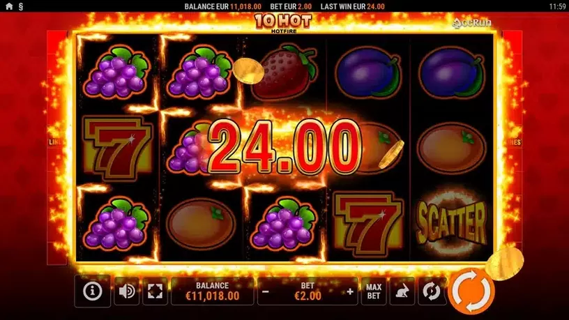 10 Hot Hotfire slot screenshot 3