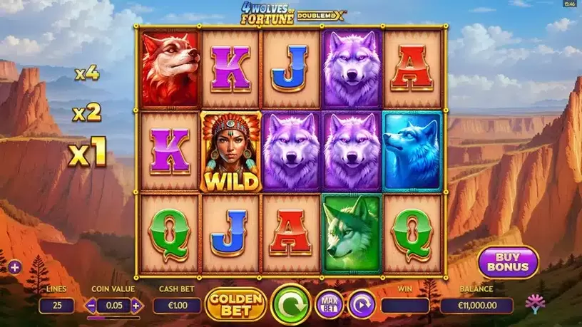4 Wolves of Fortune DoubleMax slot screenshot 1